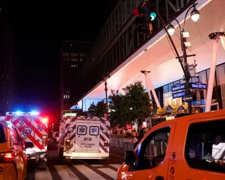 emergency vehicles in the street at night-time