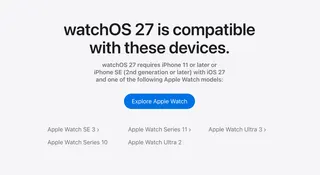 watchOS 27 supported devices list.