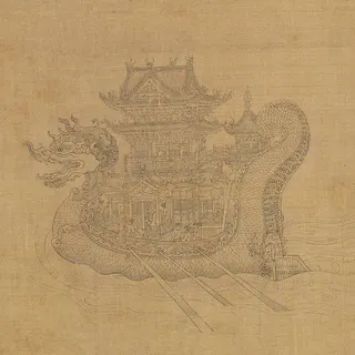 元王振鵬所繪的「龍舟圖」，是唯一被指定為國寶的龍舟畫。（故宮提供）