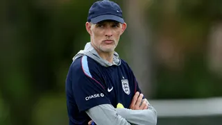 England manager Thomas Tuchel with his arms folded as he watches his players train in Florida