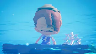 Pokémon Pokopia DLC image showing the main character peering into the water, viewed from beneath the surface.