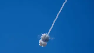 An interception by Israel's Iron Dome anti-missile system, as seen from the Israeli side of the Israel-Lebanon border, June 8, 2026. REUTERS/Ayal Margolin ISRAEL OUT. NO COMMERCIAL OR EDITORIAL SALES IN ISRAEL