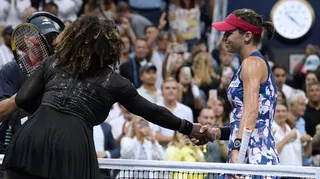 Ajla Tomljanovic shakes hands with Serena Williams after beating her at the US Open in 2022