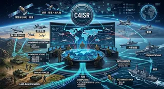 現代聯合作戰高度依賴C4ISR體系。AI生成示意圖