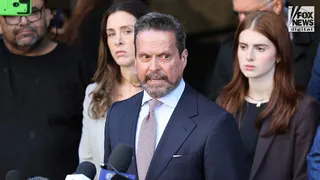 Attorney Alan Jackson speaking to media outside Los Angeles Superior Court