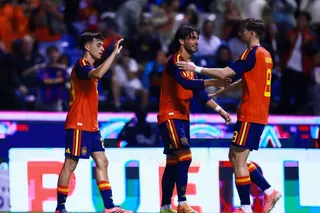 Spanish players celebrate