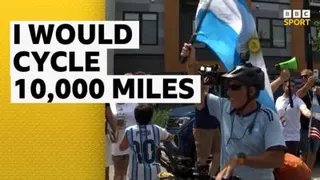 Argentina fan cycling with flag