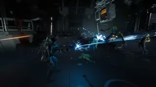 A player shoots at rogue synths in Aliens: Fireteam Elite 2