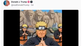 Donald Trump/Truth Social A screenshot of a social media post depicting Donald Trump as Japanese anime character Naruto