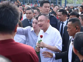 Thaksin Shinawatra (centre) greets supporters after being released from prison on May 11. Photo: Xinhuaon parole from the Klong Prem Central Prison in Bangkok, Thailand, May 11, 2026. (Xinhua/Sun Weitong)