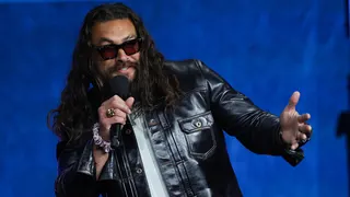 US actor Jason Momoa promotes the upcoming film "Supergirl" during Warner Bros presentation at CinemaCon at The Colosseum at Caesars Palace on April 14, 2026 in Las Vegas, Nevada. (Photo by VALERIE MACON / AFP via Getty Images)