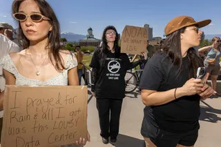 Protesters gather at the Utah State Capitol in Salt Lake City in May to oppose the construction of a data centre. Photo: AFP