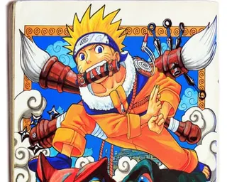 Naruto volume 1 manga cover showing character in orange outfit with spiky blonde hair making hand gesture