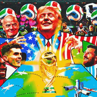 Image may contain Donald Trump Christian Pulisic Art Collage Adult Person Baby Face Head People Ball and Football