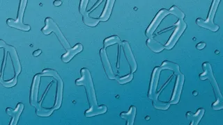 Illustration of ones and zeros made out of water.