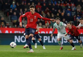 FILE PHOTO: Soccer Football - FIFA World Cup - UEFA Qualifiers - Semi Final - Czech Republic v Republic of Ireland - Fortuna Arena, Prague, Czech Republic - March 26, 2026 Czech Republic's Patrik Schick scores their first goal from the penalty spot REUTERS/David W Cerny/File Photo