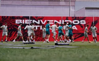 Iran's players take part in a training session on Thursday at the Centro Xoloitzcuintle in Tijuana, Mexico.