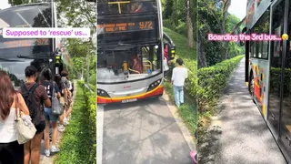 两辆972巴士快速公路接连出状况  SMRT出动第三辆巴士载乘客离开