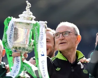 Martin O’Neill with the Scottish Cup after securing a domestic double for Celtic last month.