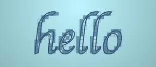 The text 'hello' drawn three ways, a vector outline laid over unhinted and hinted rasterizations. In some places, the hinted pixels fall entirely outside of the outline's bounds, resulting in output that is more faithful to the font's design at the chosen point size.