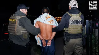 A man being arrested by ICE agents in Monassas, Virginia