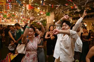Revellers at the kick-off fiesta event at CHIJMES for the World Cup opening match between Mexico and South Africa on June 11.