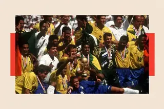 Getty Images The brazilian football team celebrate after winning the World Cup in 1994