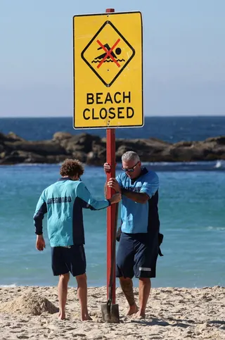 Lifeguards close Sydney’s Coogee Beach following a shark attack on Saturday. Photo: Reuters