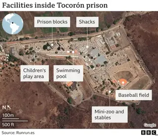 Map showing facilities of Tocoron prison.