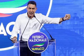 Former Italian general Roberto Vannacci delivers his speech at the end of the national assembly of his far-right Futuro Nazionale party, in Rome, Italy, on Sunday. Photo: Reuters