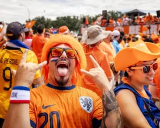 Dutch supporters arrive at Dallas Stadium before the World Cup game against Japan