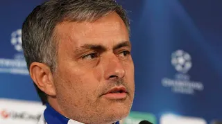Jose Mourinho appears at a Champions League pre-match news conference while Real Madrid manager in 2011