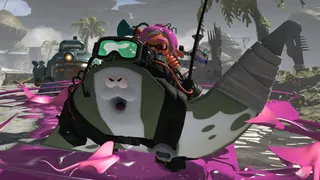 An Inkling rides a sting ray.
