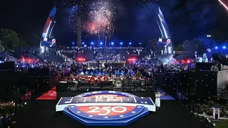 Fireworks are set off at the UFC White House event