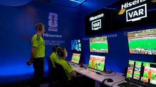 A picture showing the Netherlands v Japan VAR team