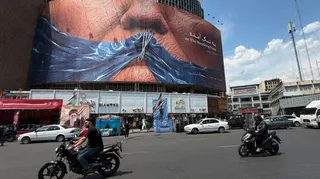 billboard of Trump in Iran