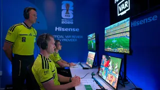 A picture showing the Ivory Coast v Ecuador VAR team