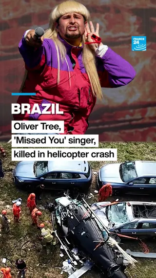 American alt-pop singer and internet personality Oliver Tree 
was aboard one of the two helicopters that collided mid-air in Brazil, leaving six dead.
