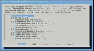 The linux kernel config menu