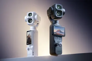 Two versions of the DJI Osmo Pocket 4P camera sitting side-by-side in white and black color options.