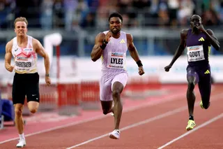Athletics - Ostrava Golden Spike Meeting - Mestsky Stadion, Ostrava, Czech Republic - June 16, 2026 Australia's Gout Gout, Belgium's Simon Verherstraeten, and Noah Lyles of the U.S. in action during the men's 150m REUTERS/David W Cerny TPX IMAGES OF THE DAY