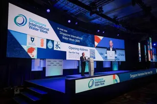 Deputy Prime Minister Gan Kim Yong speaking at the opening of Singapore International Water Week on June 16.