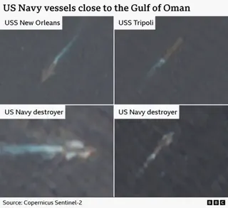 Satellite images of the four US warships