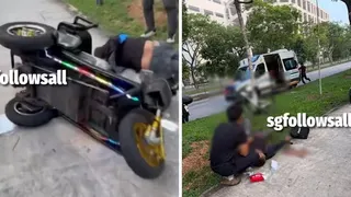 骑电动代步车高速飞驰后失控 骑士受伤一度失去意识