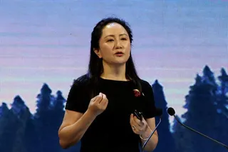Huawei Technologies executive Meng Wanzhou speaks at the Mobile World Congress in Shanghai, China, in June 2023. Photo: Reuters