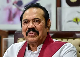 Former president Mahinda Rajapaksa attends the anniversary ceremony of the end of Sri Lanka’s Tamil separatist war at his residence in Colombo on May 18. Photo: AFP
