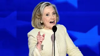 Former Secretary of State Hillary Clinton speaking at the Democratic National Convention in Chicago