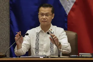 Newly elected Senate President Sherwin Gatchalian presides over a special plenary session on Wednesday. Photo: EPA