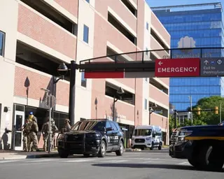 Police cars outside hospital