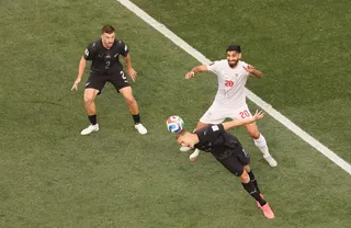 New Zealand’s defender Finn Surman heads the ball past teammate Tim Payne (left) and Iran’s forward Shahriyar Moghanloo during the 2026 World Cup Group G football match between Iran and New Zealand at Los Angeles Stadium in Inglewood on June 15, 2026. — AFP pic